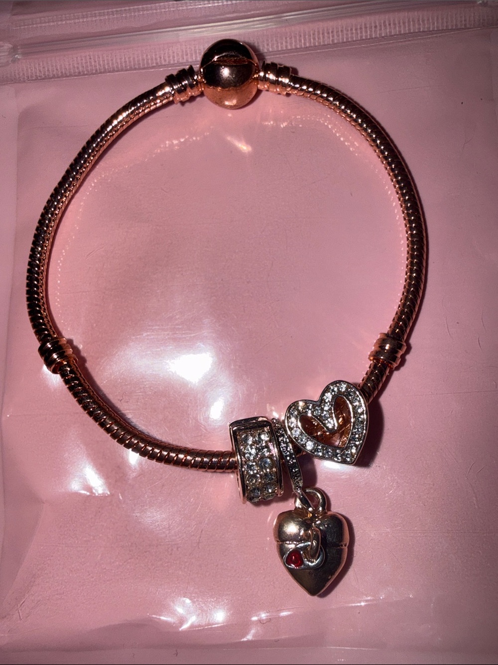 #8 Rose Gold-Tone Love Heart Charm Bracelet 💕✨